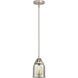 Nouveau 2 Bell 1 Light 5 inch Brushed Satin Nickel Mini Pendant Ceiling Light in Incandescent, Silver Plated Mercury