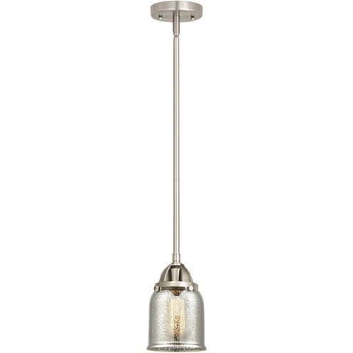 Nouveau 2 Bell 1 Light 5 inch Brushed Satin Nickel Mini Pendant Ceiling Light in Incandescent, Silver Plated Mercury