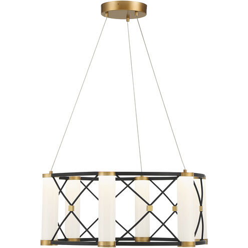 Aries LED 26 inch Matte Black with Burnished Brass Accents Pendant Ceiling Light