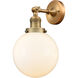 Franklin Restoration Large Beacon 1 Light 8 inch Brushed Brass Semi-Flush Mount Ceiling Light in Matte White Glass, Franklin Restoration