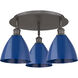 Ballston Dome 3 Light 19.25 inch Oil Rubbed Bronze Flush Mount Ceiling Light in Blue