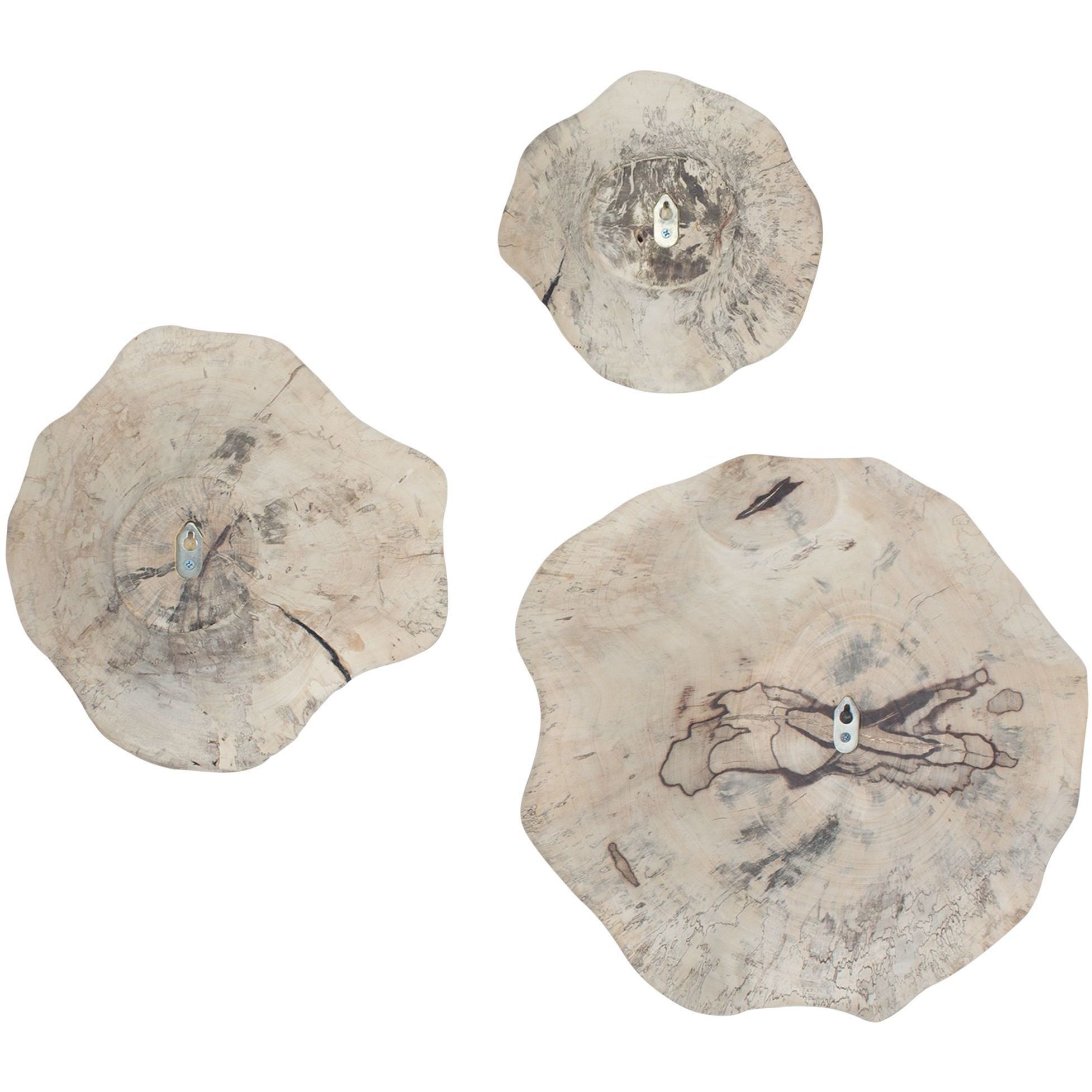 Teo Light Bleached Tamarind Wood Wooden Wall Decor, Set of 3