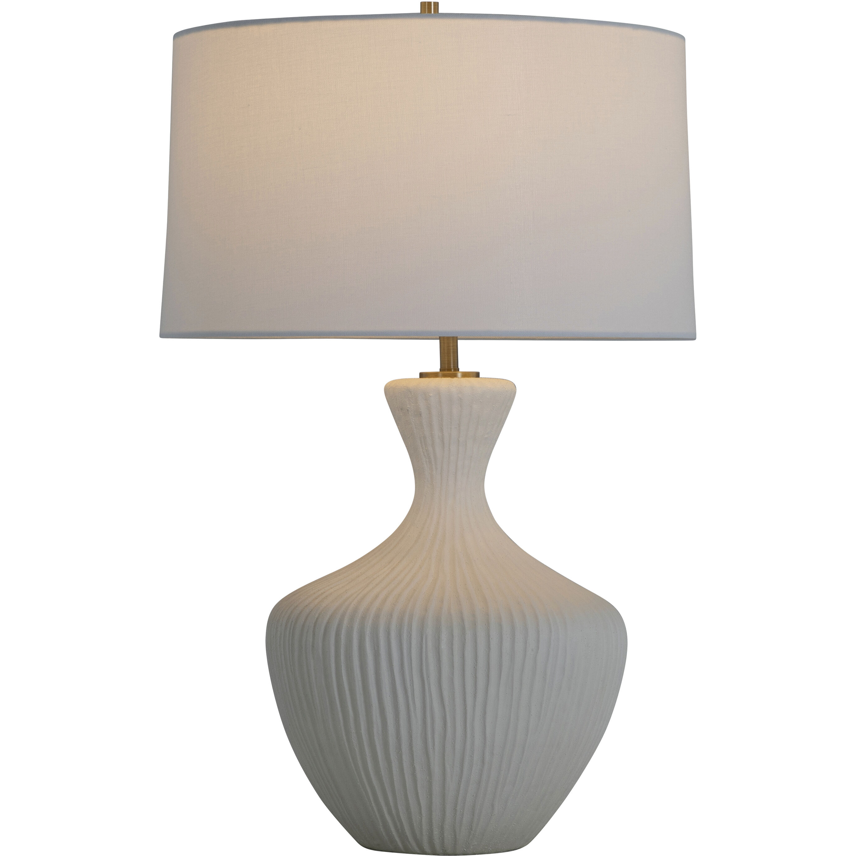 Felix 28 inch White Ceramic and Rich Brass with White Linen Table Lamp Portable Light