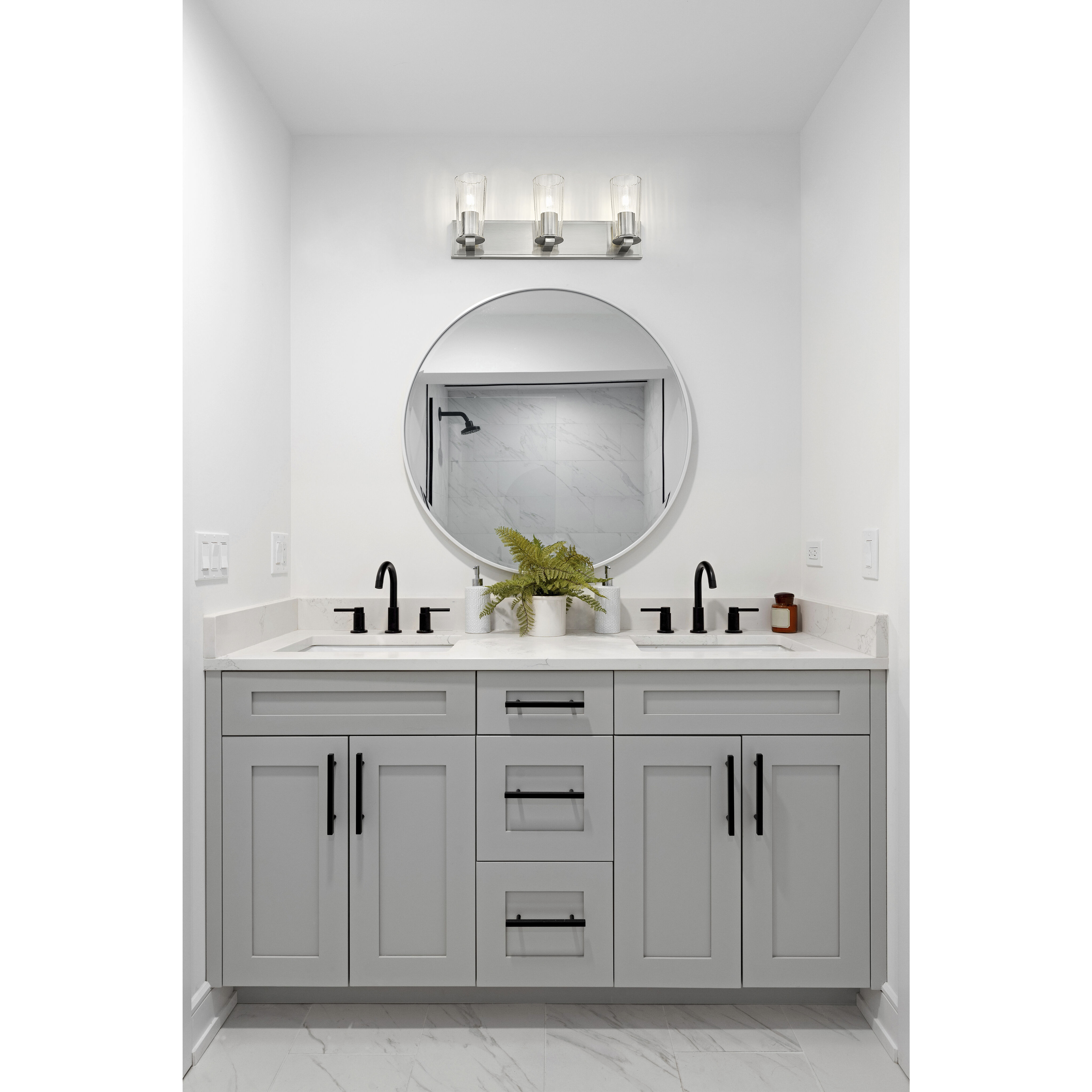 Titus 3 Light 24 inch Brushed Nickel Bath Vanity Light Wall Light