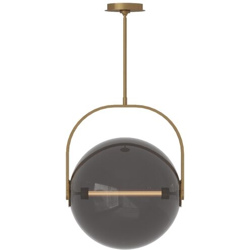 Sean Lavin Fues LED 17.7 inch Natural Brass Line-Voltage Pendant Ceiling Light in Transparent Smoke Glass