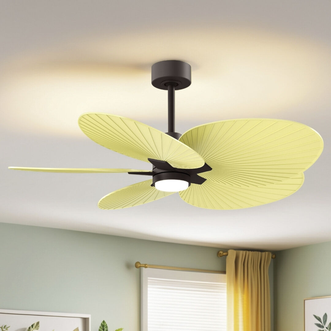 Atlas Alessandra Tropical - LK 48 inch Textured Bronze with Light Yellow Blades Ceiling Fan