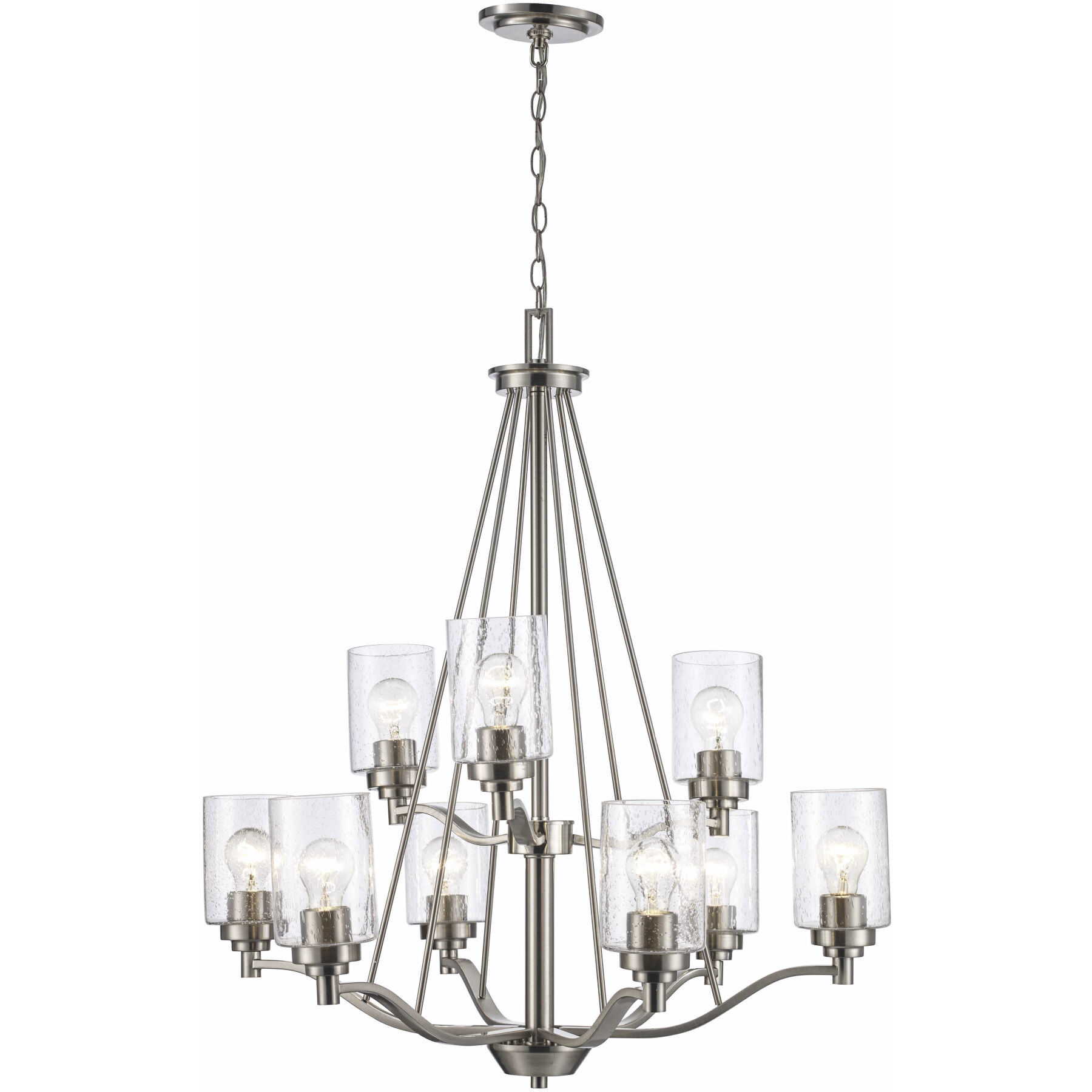 Mod Pod 9 Light 29 inch Brushed Nickel Chandelier Ceiling Light