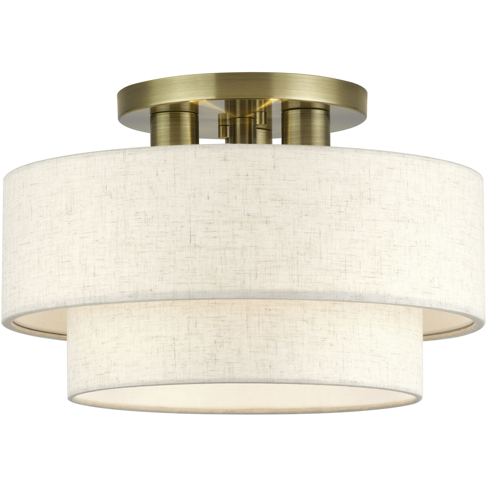 Manorwood 3 Light 15 inch Antique Brass Semi Flush Mount Ceiling Light, Large