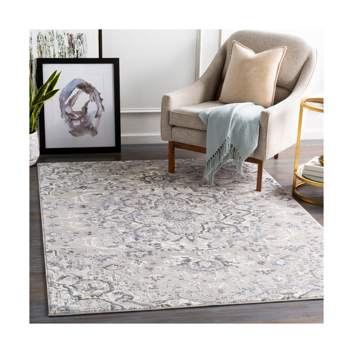 Katmandu 35 X 24 inch Medium Gray/Charcoal/Denim/Ivory/Light Gray Rugs