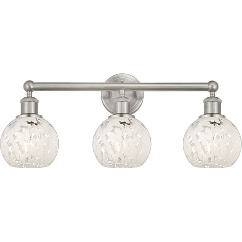 Edison White Mouchette 3 Light 24 inch Brushed Satin Nickel Bath Vanity Light Wall Light