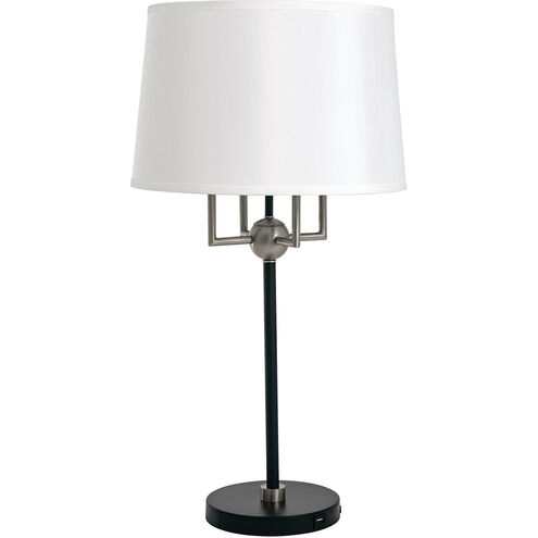 Alpine 30 inch 100.00 watt Black and Satin Nickel Table Lamp Portable Light, with USB Port