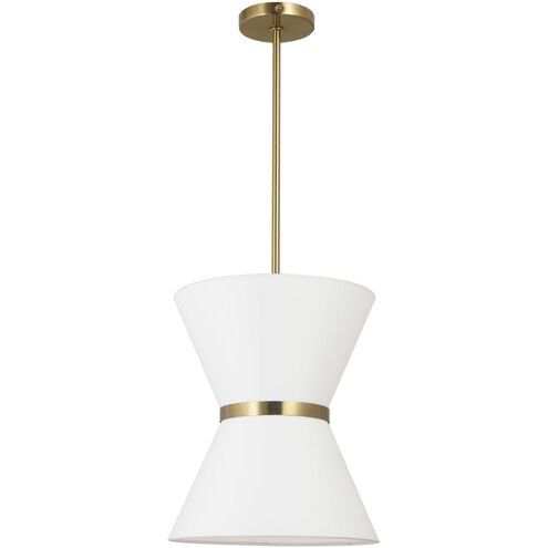 Caterine 1 Light 12 inch Aged Brass Pendant Ceiling Light in White