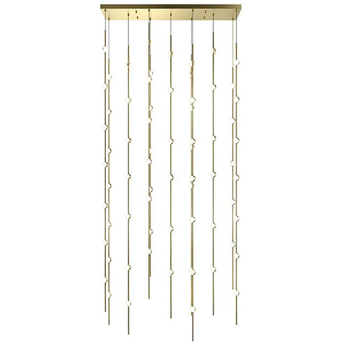 Constellation Andromeda LED 35.5 inch Satin Brass Chandelier Ceiling Light in 3000K, White Optical Acrylic, 10 FT. Cord