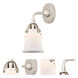 Nouveau 2 Small Canton 1 Light 5 inch Polished Nickel Sconce Wall Light in Matte White Glass