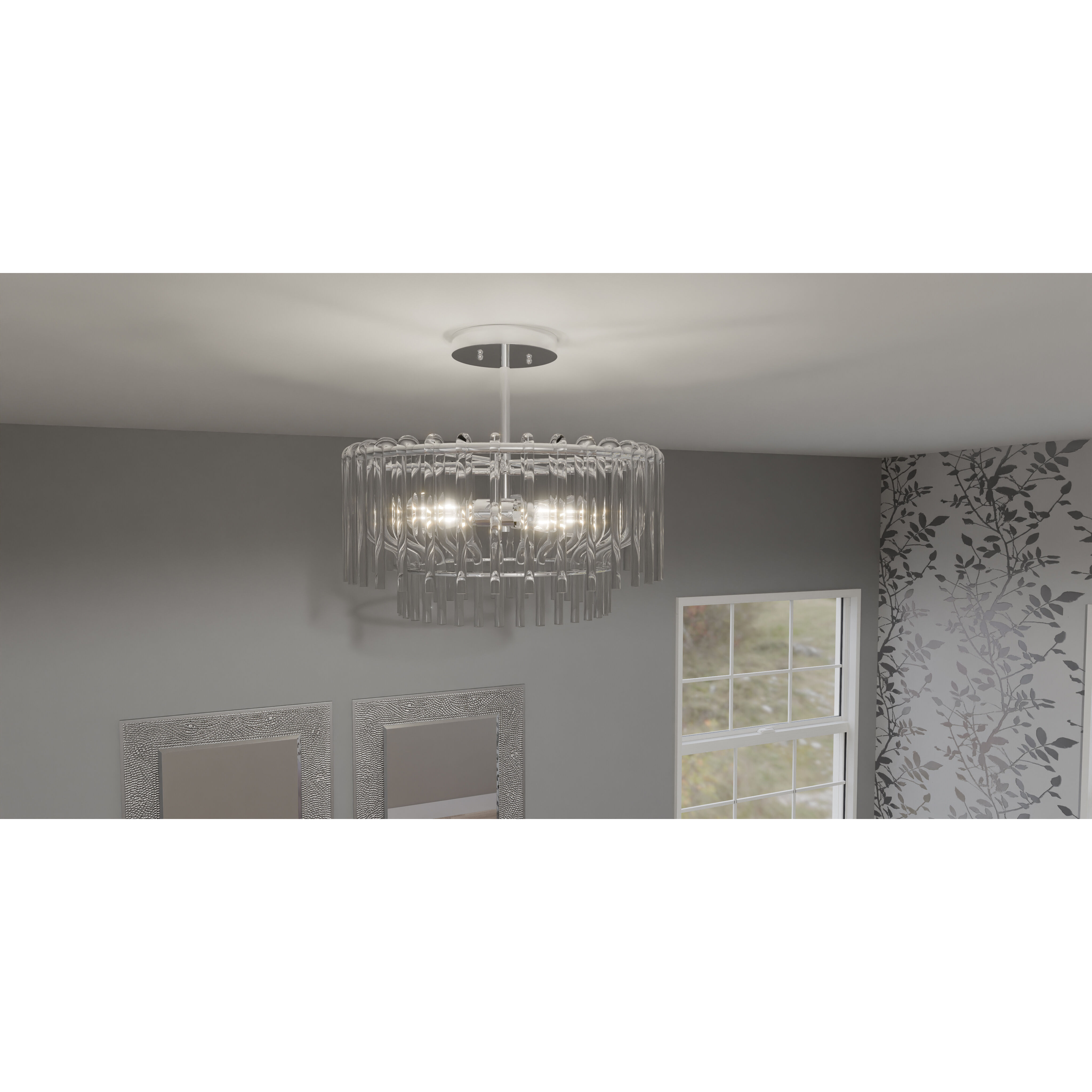Tayshia 3 Light 18 inch Polished Chrome Semi-Flush Mount Ceiling Light, Large