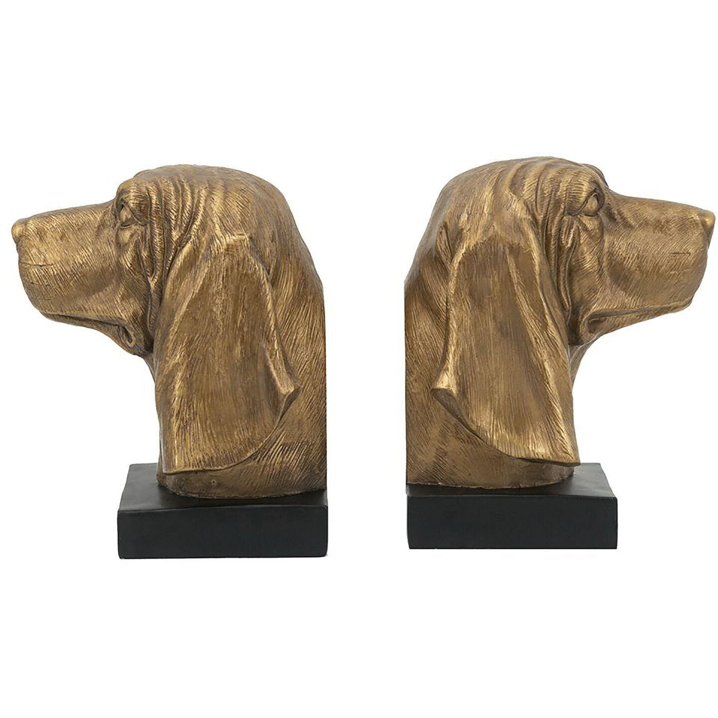 Basset Hound 7 X 5.9 inch Bronze and Black Bookends