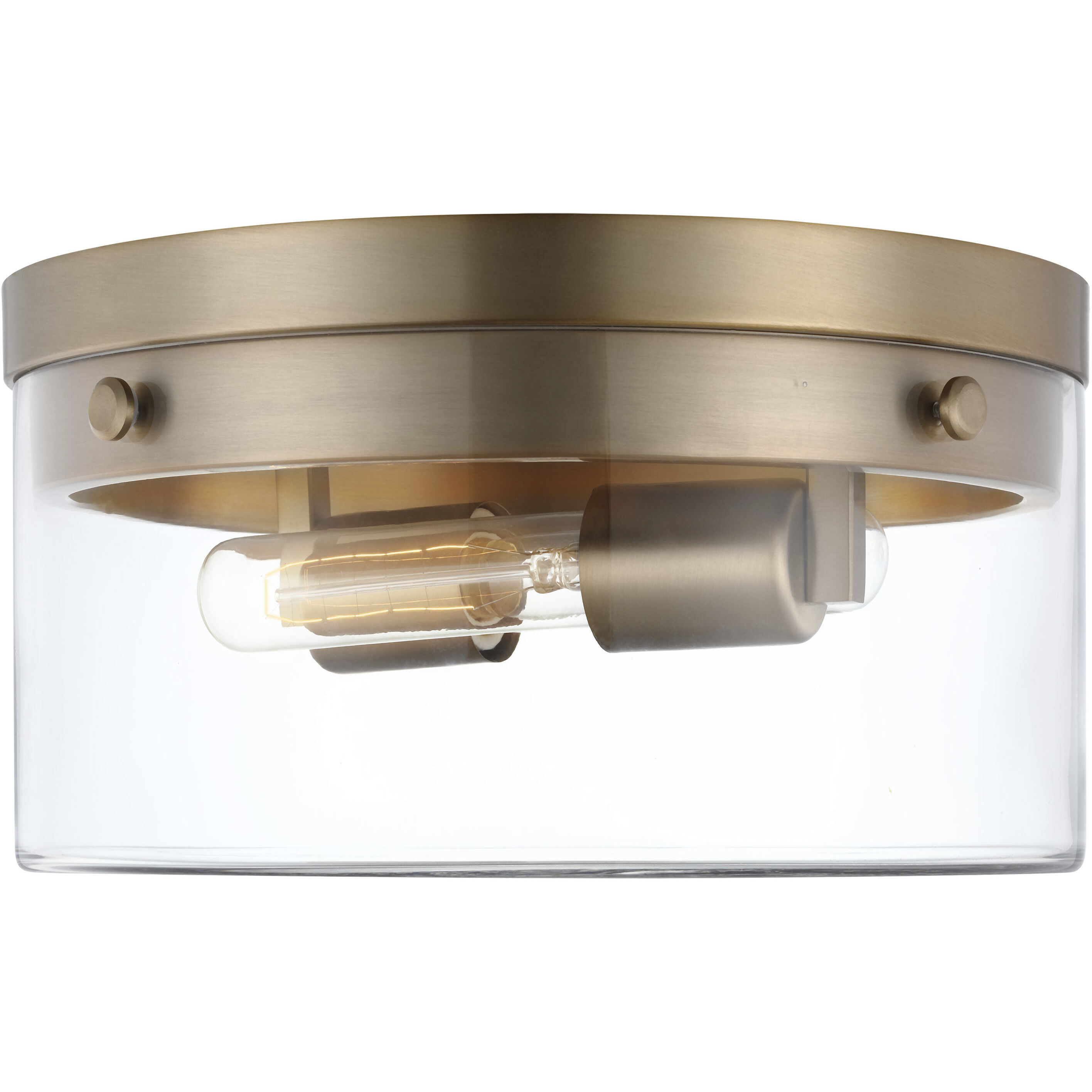 Intersection 2 Light 14 inch Burnished Brass Flush Ceiling Light