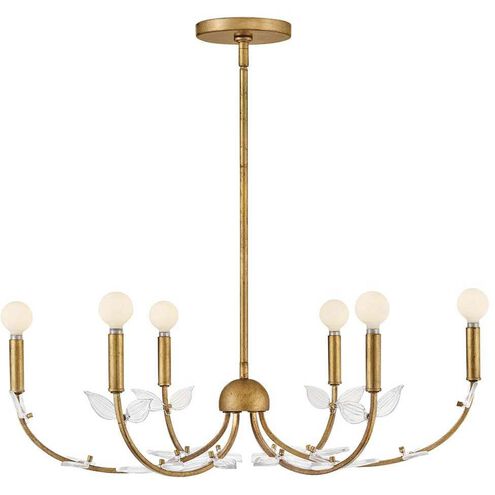 Aliso 6 Light 30 inch Distressed Brass Chandelier Ceiling Light