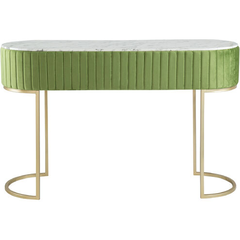 Pleated 47 X 17 inch Green and Gold and White Console Table