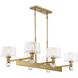 Hanover 6 Light 40 inch Warm Brass Linear Chandelier Ceiling Light, Essentials