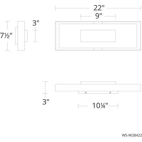 Boxie 1 Light 22 inch Black with Brushed Nickel Outdoor Wall Light
