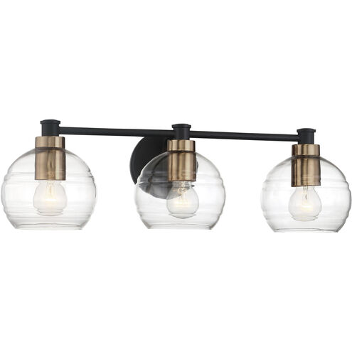 Keyport 3 Light 25 inch Sand Coal/Natural Brushed Br Bath Light Wall Light