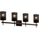 Wire Mesh 4 Light 31 inch Polished Chrome Vanity Light Wall Light in Square with Flat Rim
