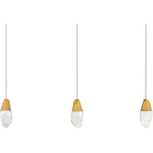 Beyond Martini LED 5.5 inch Aged Brass Multi-Light Pendant Ceiling Light in Optic, Linear Canopy
