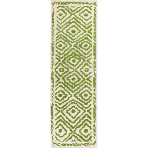 Atlas 96 X 30 inch Dark Green, Beige Rug