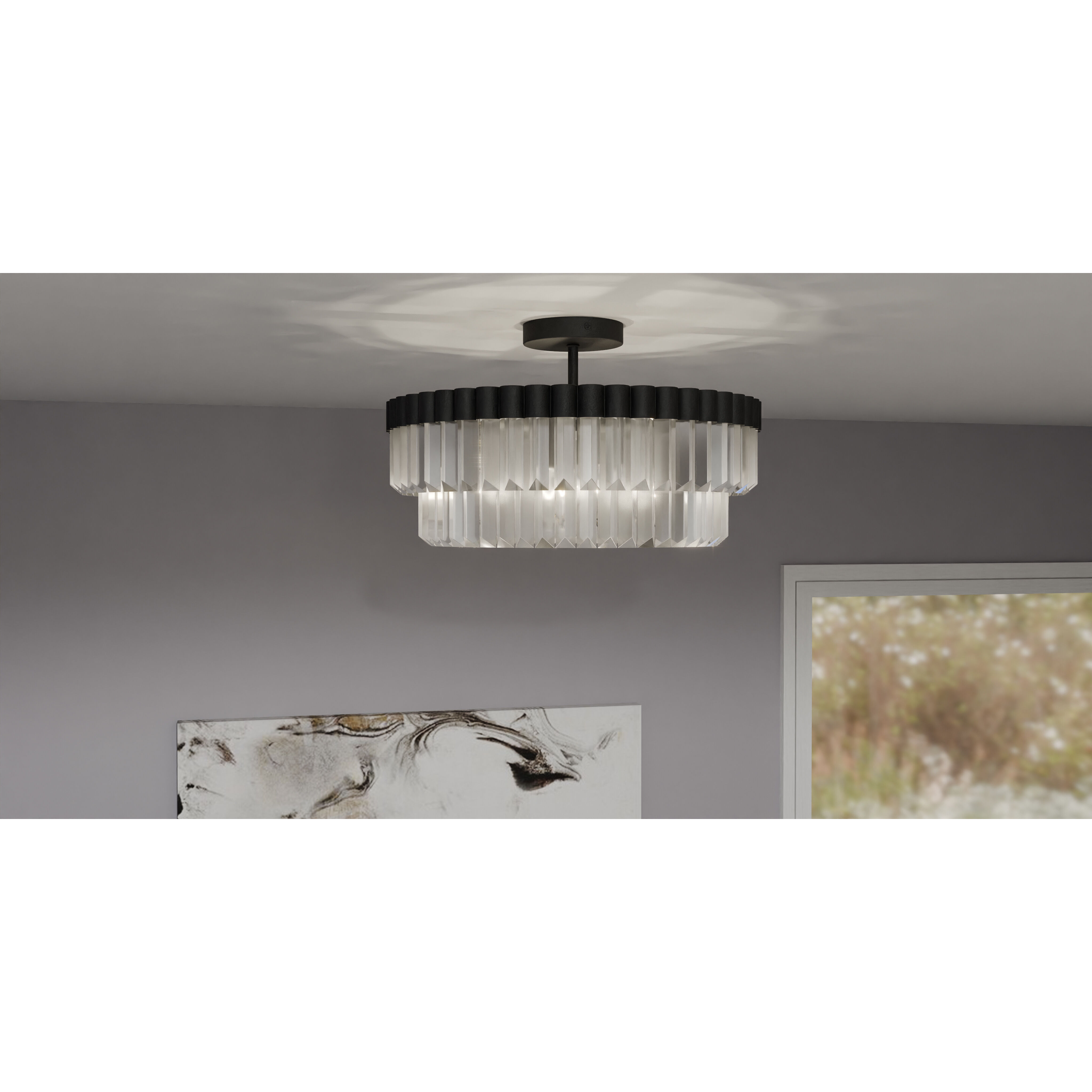 Starlight 4 Light 18.5 inch Matte Black Semi-Flush Mount Ceiling Light, Large