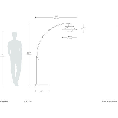 Palm Springs 87 inch 100.00 watt Gunmetal and Black Arc Floor Lamp Portable Light