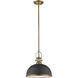Melange 1 Light 13.25 inch Bronze and Heritage Brass Pendant Ceiling Light in Bronze Metal and Glass