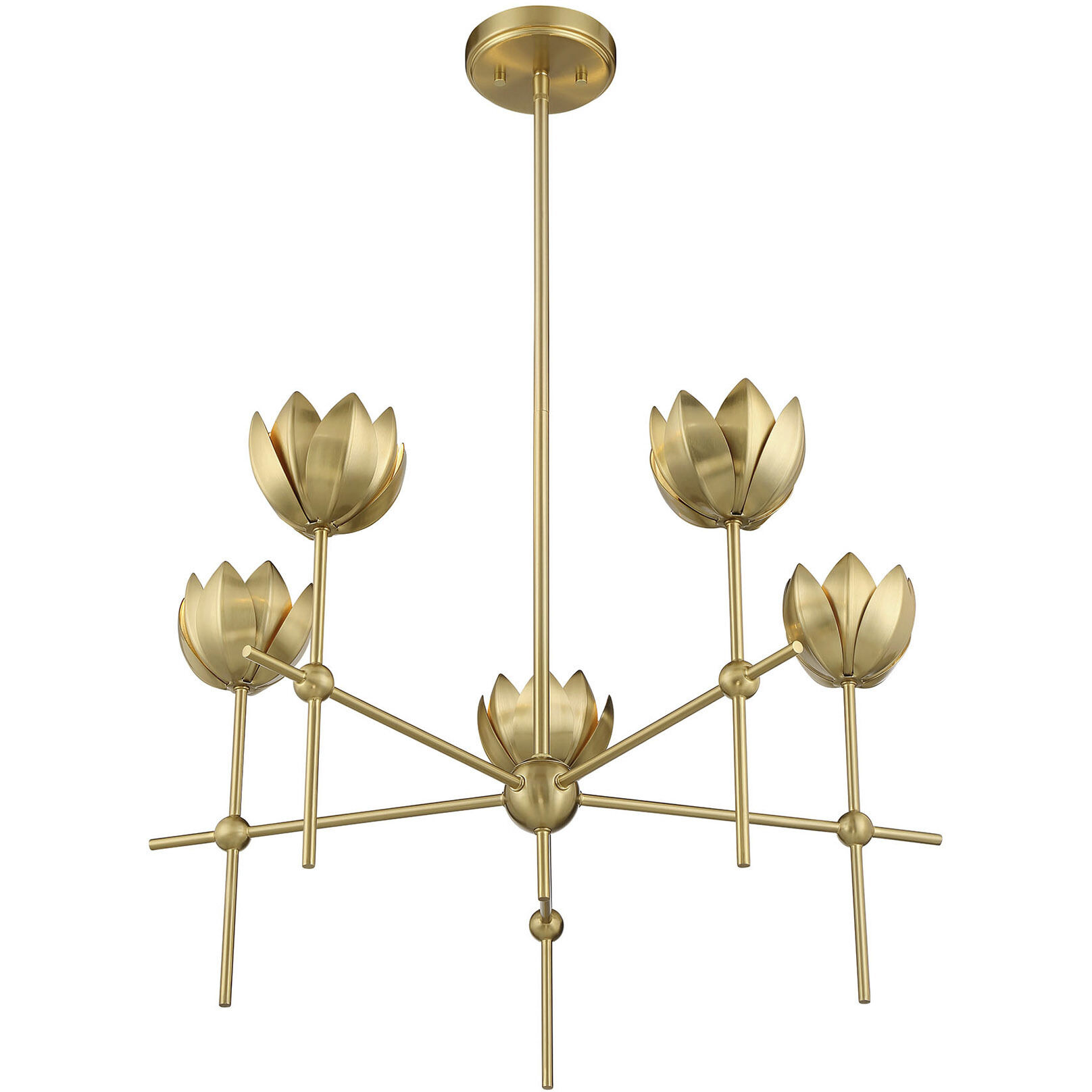 Bohemian LED 26 inch Natural Brass Chandelier Ceiling Light