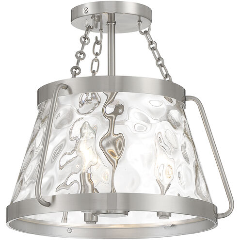 Crawford 3 Light 15 inch Satin Nickel Semi-Flush Ceiling Light