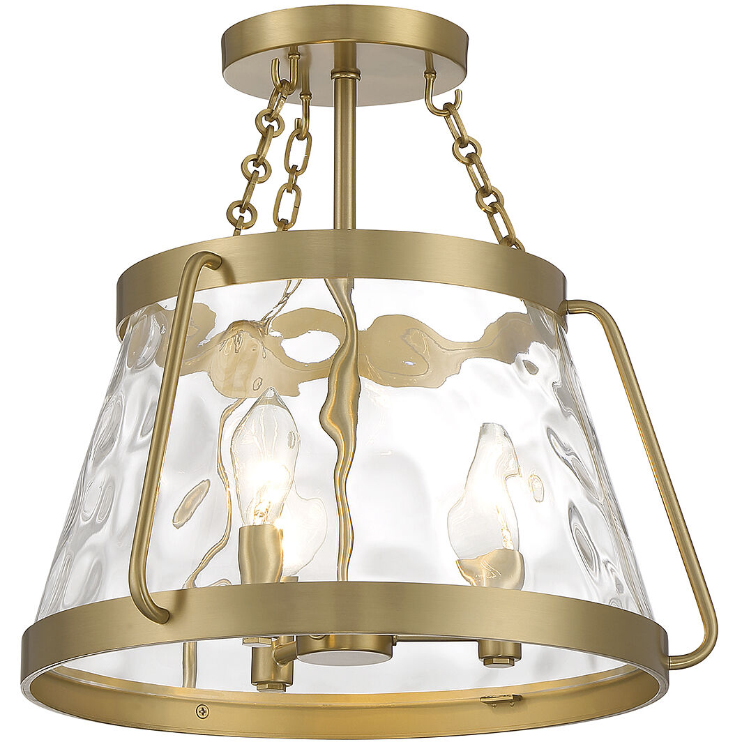 Crawford 3 Light 15 inch Warm Brass Semi-Flush Ceiling Light