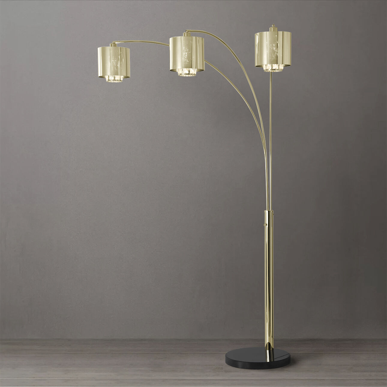 Marilyn 90 inch 28.00 watt Weathered Brass and Black Arc Floor Lamp Portable Light