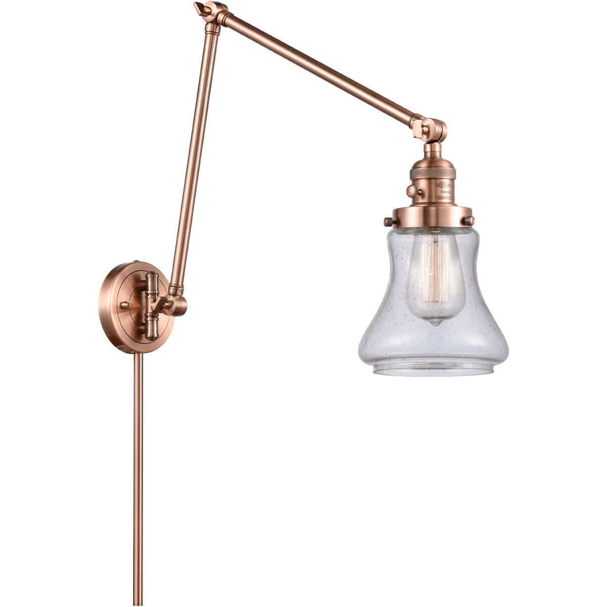 Bellmont 30 inch 60.00 watt Antique Copper Swing Arm Wall Light, Franklin Restoration