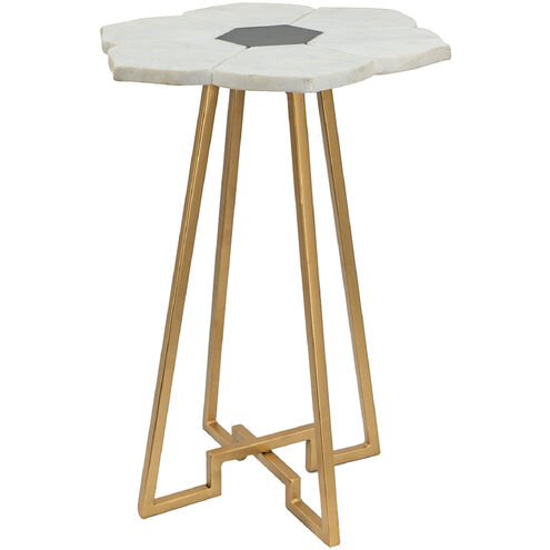 Flower 24 X 18 inch White/Gold Accent Table