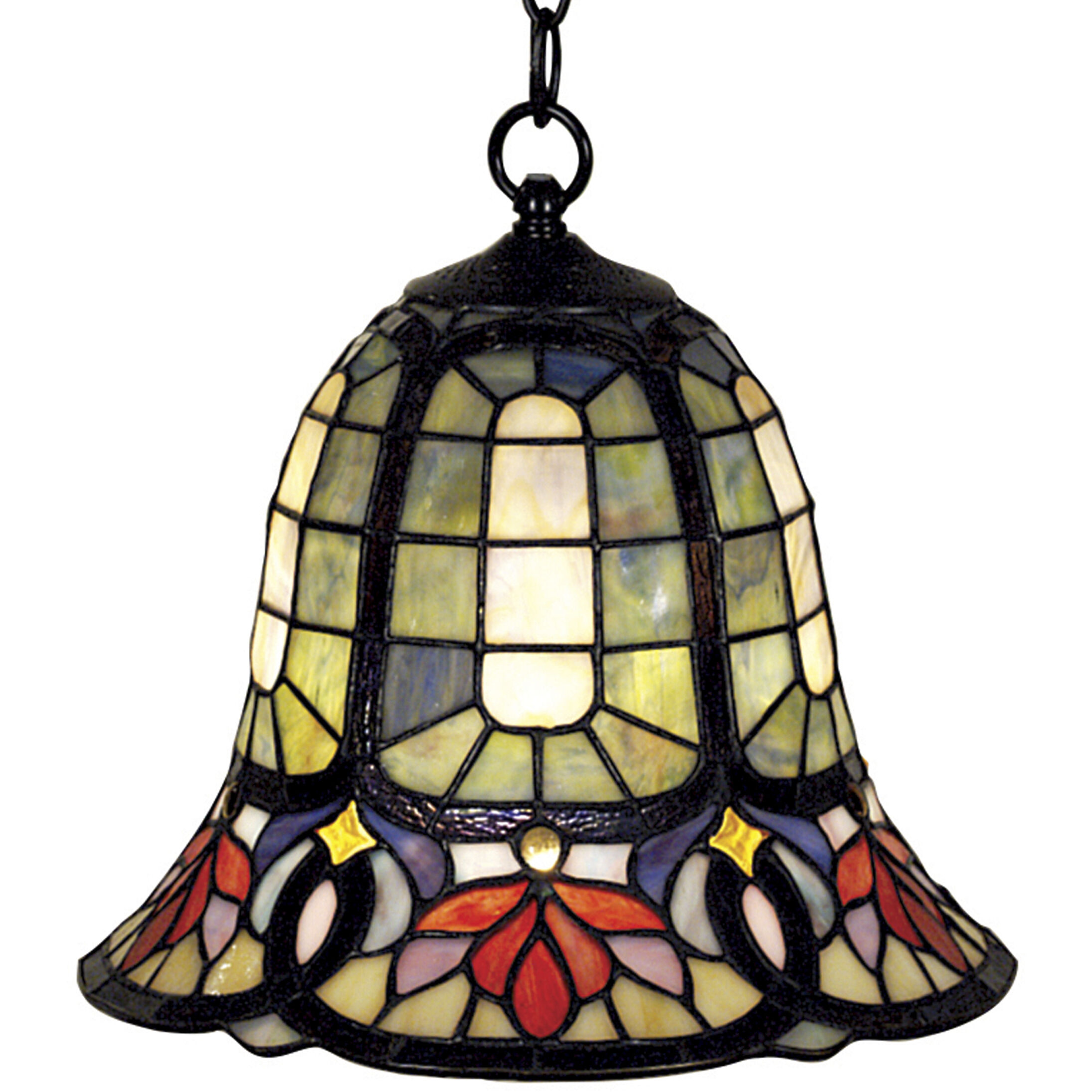 Tiffany 1 Light 12 inch Vintage Bronze Mini Pendant Ceiling Light, Naturals