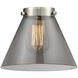 Franklin Restoration Cone LED 8 inch Antique Brass Mini Pendant Ceiling Light in Light Smoke Glass, Franklin Restoration