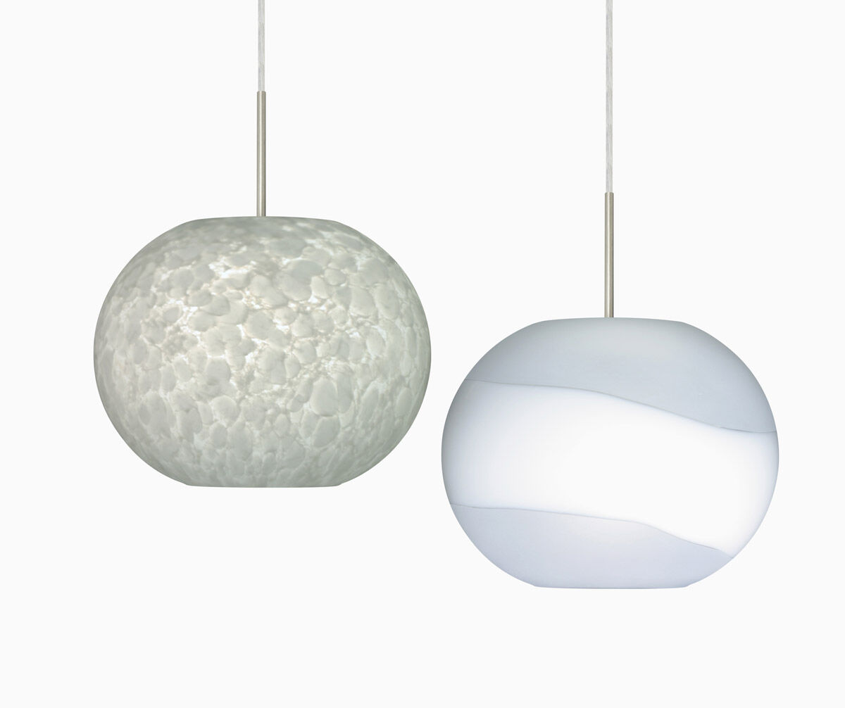 Luna 1 Light Satin Nickel Pendant Ceiling Light in Carrera Glass, Incandescent
