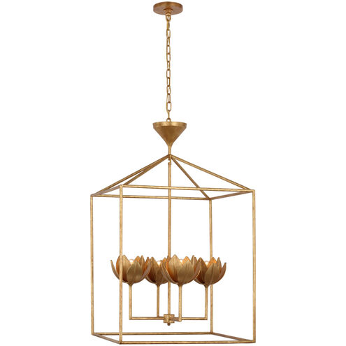 Julie Neill Alberto LED 24 inch Antique Gold Leaf Open Cage Lantern Ceiling Light, Large
