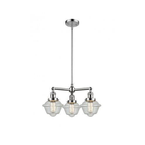 Franklin Restoration Small Oxford LED 20 inch Polished Chrome Chandelier Ceiling Light in Seedy Glass, Franklin Restoration