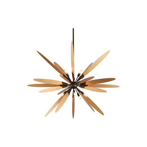 Syracuse 10 Light 60 inch Bronze With Satin Leaf Chandelier Ceiling Light