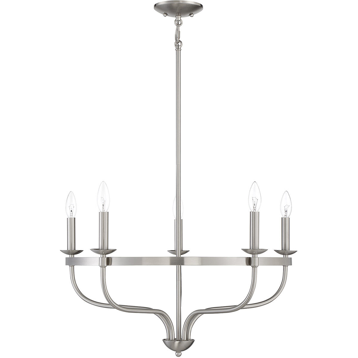 Transitional 5 Light 26.63 inch Brushed Nickel Chandelier Ceiling Light
