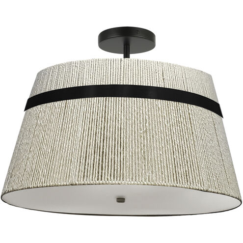 Sylvie LED 15 inch Matte Black Semi Flush Mount Ceiling Light, Fixed Rod