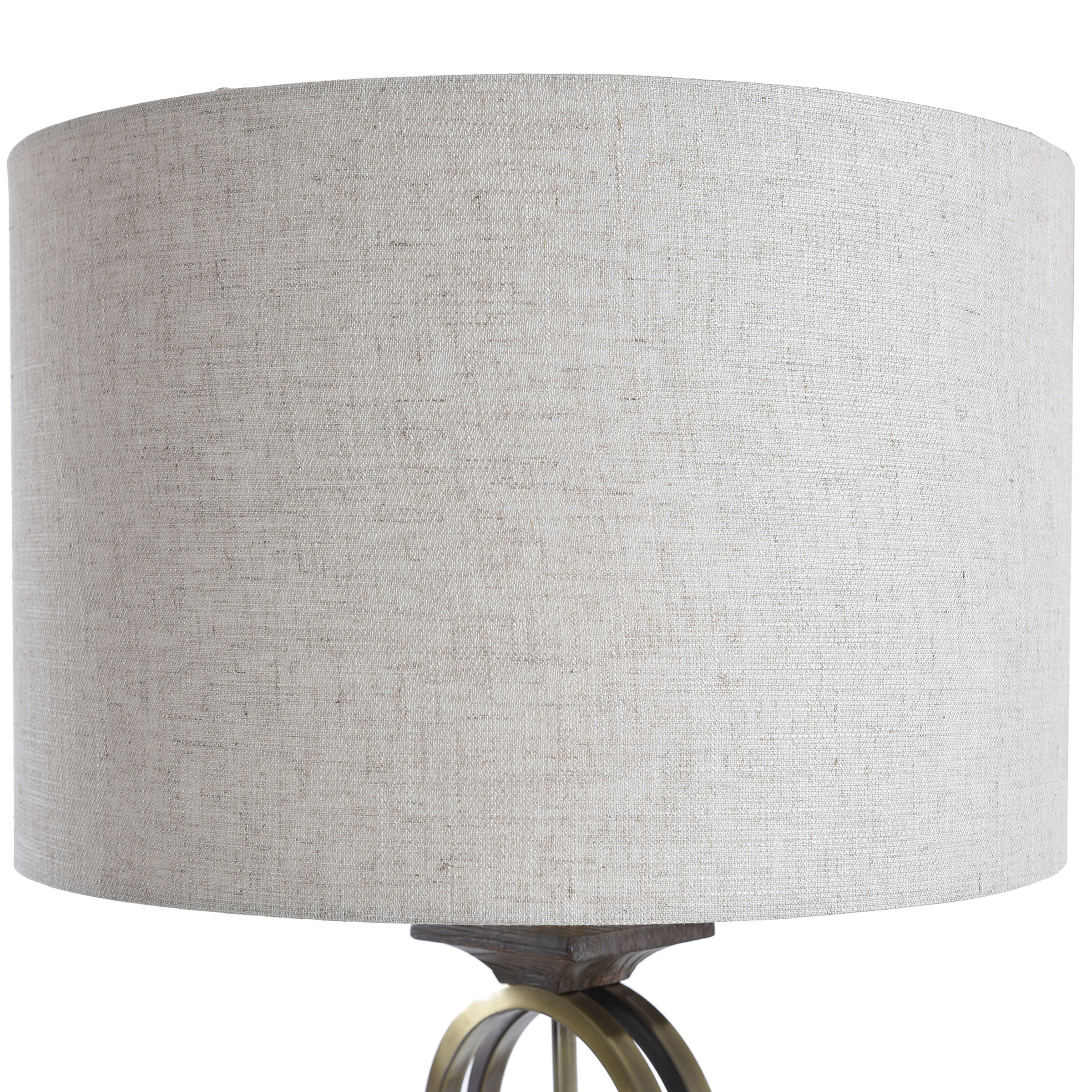 Maconfield 65 inch 150 watt Brass Metal Ring With Moulded Wood Like Accents Floor Lamp Portable Light