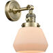 Franklin Restoration Fulton 1 Light 7 inch Antique Brass Sconce Wall Light in Matte White Glass, Franklin Restoration