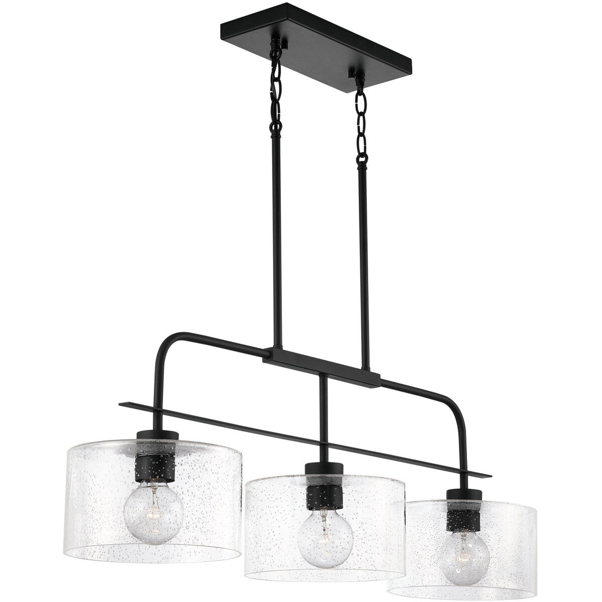 Elijah 3 Light 36 inch Matte Black Island Ceiling Light