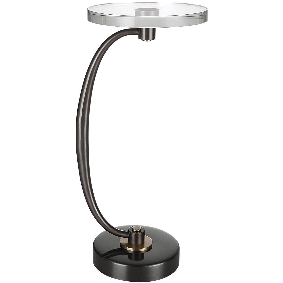 Waveney 27 X 12 inch Dark Bronze and Antique Brass with Crystal Drink Table